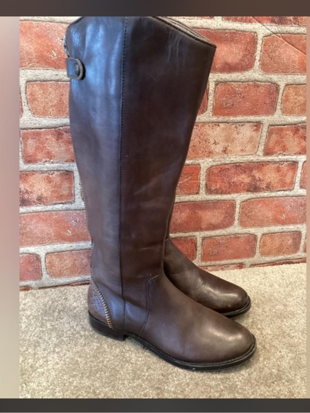 Classic Tall Leather Riding Boots - Brown